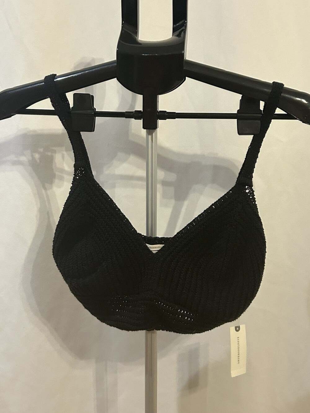 NWT Anthropologie Women's Black Crochet Top Size M
